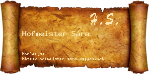 Hofmeister Sára névjegykártya